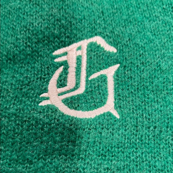 Golf Wang Green Mohair Blend Button Front Cardigan with Pockets and Chest Logo - Picture 3 of 6